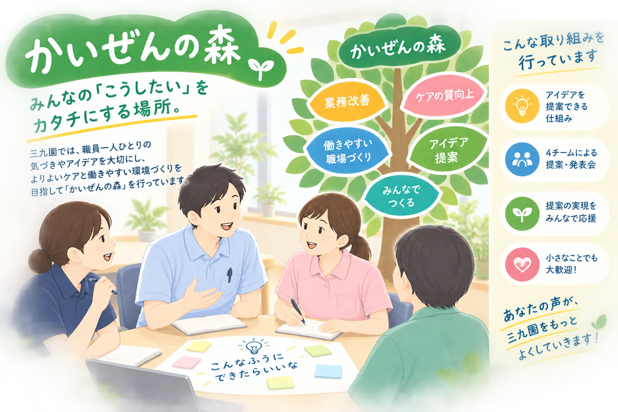 かいぜんの森。職員のアイデアをみんなで形にする取り組み